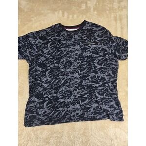 Knit Heritage Mens 2X Black Gray Leaf Print Short Sleeve Pocket T-Shirt